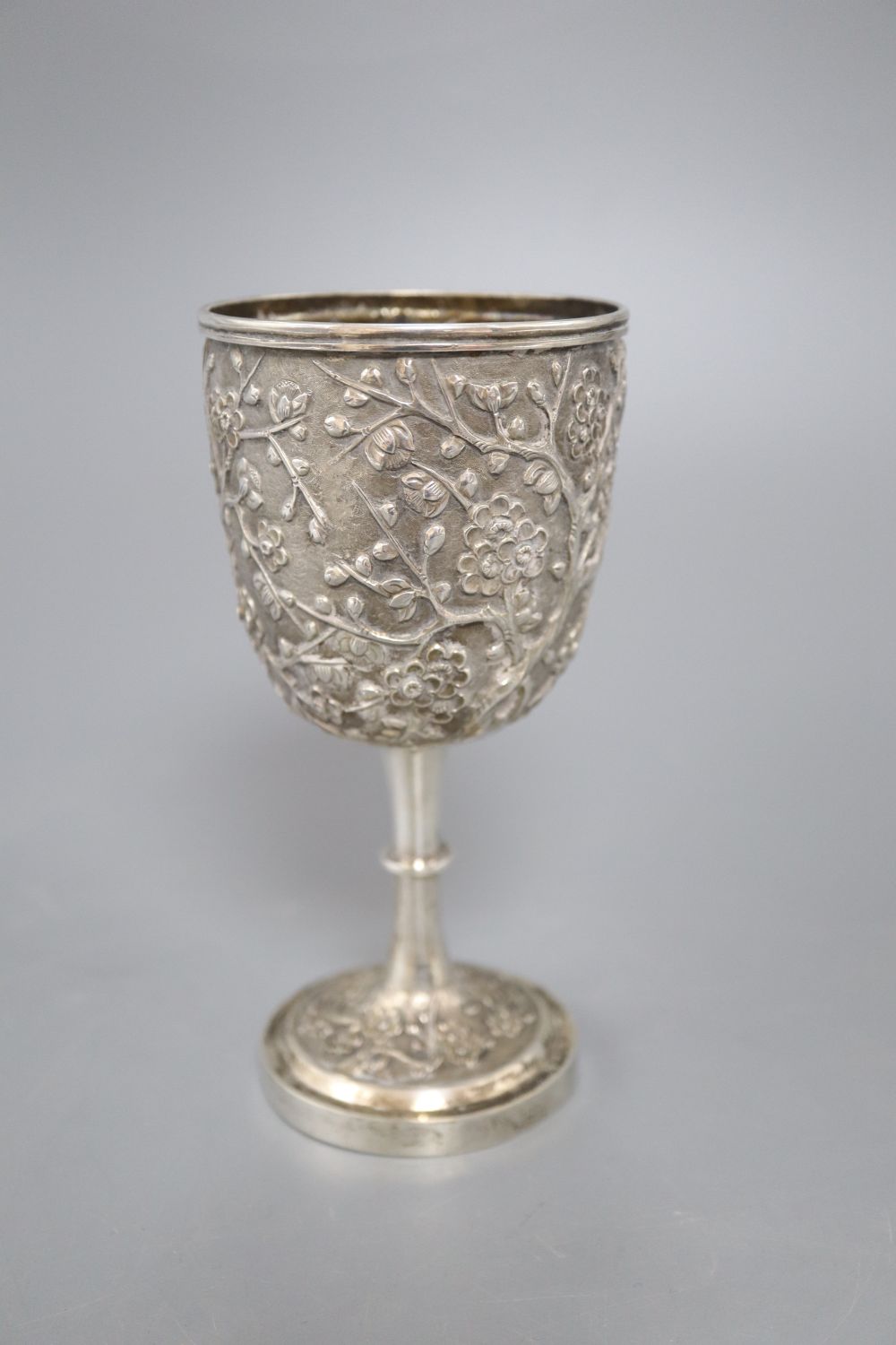 An early 20th century Chinese Export white metal goblet by Wang Hing, Hong Kong, 14.2cm, 159 grams.